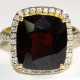 Ring, GG 750/ 18 kt., ca. 6,1 g, großer, roter Turmalin ca. 1,4 x 1,2 cm, Brillanten ca. 0,30 ct., RG 56, Innendurchmesser 17,8 mm - photo 1
