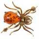 Bernstein-Brosche in Form einer Spinne, 333er GG, Ges.-Gew. 3,87 g, L. 2,7 cm - Foto 1