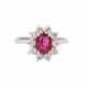 Rubinring mit Brillantbesatz zusammen ca. 0,7ct, LGW (I- J) /VS. - photo 1