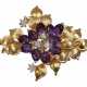 Blütenbrosche mit Amethysten und Brillanten - photo 1