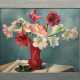 "Stilleben mit Amaryllis in Vase", Öl/ Karton, undeutl. sign. u.l., 57,5x68 cm, Rahmen - Foto 1