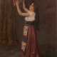 Schmidt, Alfred (1867 Dresden-1956 Stuttgart) "Tarantella-Tänzerin mit Tamburin", Öl/ Lw., sign. o.r. mit Ortsangabe "München", 58x41 cm, ungerahmt - Foto 1