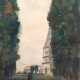 Hinrichs, Carl (1903 Nürnberg-1990 Schwerin) "Untergehende Sonne", Aquarell, sign. u.r. und dat. ´89, 22,5x21 cm, im Passepartout hinter Glas und Rahmen (Landschafts- und Stillebenmaler, Ehrenbürger der Stadt S… - Foto 1