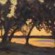 Georgi, Walter (1871 Leipzig-1924 Holzhausen am Ammersee) "Landschaft im Sonnenuntergang", Öl/Lw., sign. u.r., 40,5x60 cm Rahmen (Mitglied der Künstlergruppe "Die Scholle“ und als Grafiker für die Zeitschr… - фото 1