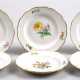 6 Meissen-Dessertteller, Bunte Blume 2 mit Goldrand, Neuer Ausschnitt, 1. Wahl, Dm. 14 cm - фото 1