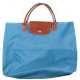 Tasche, Longchamp Le Pliage "Cabas"- Modele Depose, in Türkis, Lederhenkel und -schließe mit Prägedruck, min. Gebrauchspuren, ca. 30x36x14 cm - photo 1