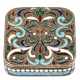 Cloisonne-Pillendose, 916er Silber, UdSSR um 1930, polychrom emailliert, 1,2x4,8x4,8 cm - photo 1