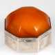 Dose, achteckig, 800er Silber, Deckel mit Butterscotch-Bernstein besetzt, 3x4,5x4,5 cm - фото 1
