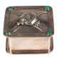 Deckeldose, 925er Silber, Scharnierdeckel mit 4 Chrysopras-Cabochons besetzt, London 1902, William Hutton & Sons, Ges.-Gew. 4x6,7x6,7 cm - photo 1