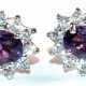 Ohrstecker, 375er GG/WG, 9 k., Amethyste und weiße Zirkonia im Brillantschliff, Maße ca. 10 x 7 mm - photo 1
