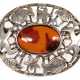 Bernstein-Brosche, oval, Fischland, 835er Silber, ovaler Cabochon in durchbrochener Fassung mit maritimen Motiven, L. 4,4 cm - photo 1