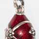Kette und Anhänger, 925er Silber, weinrote Guilloche-Emaille, Markasiten, Anhänger mit Öse ca. 2,0 x 1,1 cm, Kette von ca. 42-46,5 cm tragbar - фото 1