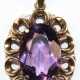 Anhänger, 585er GG, ca. 3,9 cm, oval facettierter Amethyst, ca. 1,6 x 1,1 cm, ca. um 1940/ 50, Größe mit Öse und Fassung ca. 3,3 x 1,9 cm - Foto 1