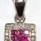 Kette mit Anhänger, 925er Silber rhodiniert, Rubine, und 10 Brillanten, Länge ca. 46,0 cm - photo 1