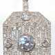 Brosche im Art-Deco-Stil, auch als Anhänger zu tragen, 925er Silber, rhodiniert, besetzt mit feinen Zirkonia im Brillantschliff, Mittelstein entspricht ca. 1,5 ct. - photo 1