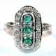 Ring im Art-Deco-Stil, 925er Silber, rhodiniert, Brillanten ca. 0,20 ct. und Smaragde ca. 0,24 ct., RG 54, Innendurchmesser 17,2 mm - фото 1