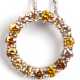 Fancy Brillant-Anhänger mit Kette, 14 k WG, ausgefaßt mit 15 Brillanten von je ca. 0,065 ct., ges. ca. 0,98 ct., davon 7x Fancy light yellow, 4x Fancy yellow und 4x Fancy light brownish, VS -Si, Dm. 1,6 cm, Doppelöse für… - Foto 1