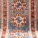 Shirvan, um 1910, braun/beige ornamental gemustert auf blauem Grund, Kanten belaufen, 170x108 cm - photo 1