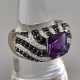 Ausgefallener 18K-Diamant-/Amethystring - Gelb-/We… - Foto 1