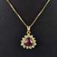 Rubinanhänger mit Diamanten an Kette - Gelbgold 75… - фото 1