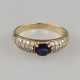 Saphirring mit Diamanten - Gelbgold 585/000 (14 K)… - Foto 1