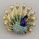 Vintage-Pfauenbrosche - Metall goldfarben, Translu… - фото 1