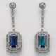 Paar elegante Royalblue und Greenblue Saphir-Ohrge… - фото 1