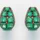 Paar elegante Smaragd-Ohrclips Silber, teilw. mit … - photo 1