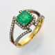 Smaragd-Diamantring in Ajour Silber, vergoldet in … - photo 1