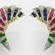 Paar Multicolor-Ohrclips Gelbgold, gest. 750. Scha… - Foto 1