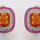 Paar elegante Citrin-Ohrclips mit Diamanten-Rubine… - фото 1