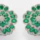 Paar repräsentative Smaragd-Diamant-Ohrclips Weißg… - Foto 1