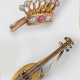 "Mandolinen"- und "Kronen"-Brosche mit Diamanten G… - Foto 1