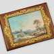 Mappe mit Landschaftsgemälde Nussbaum, Messing, Aq… - photo 1