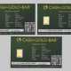 Drei Cash-Gold-Bars, 2013 Feingehalt 999… - Foto 1