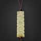 A WELL-CARVED GREYISH-GREEN JADE RECTANGULAR BEAD - фото 1