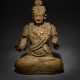 A MAGNIFICENT LARGE CARVED WOOD FIGURE OF SEATED GUANYIN - Foto 1