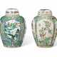 TWO FAMILLE VERTE OVOID JARS AND COVERS - фото 1