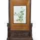 A FAMILLE ROSE `QUAIL` PLAQUE MOUNTED IN A HARDWOOD SCREEN - фото 1