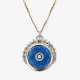 A pendant with diamonds and fine blue enamel, with a fine anchor chain and bar necklace - фото 1