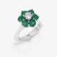 A Vintage entourage ring decorated with emeralds and a brilliant-cut diamond - photo 1