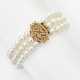 A three-strand Akoya cultured pearl bracelet with diamond-studded clasp - photo 1
