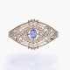 Filigrane Belle Époque Diamant Perl Brosche mit natürlichem Saphir. - photo 1