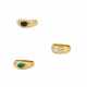 Konvolut: 2 Farbstein-Bandringe und 1 Diamant-Ring - Foto 1