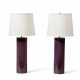 A PAIR OF PURPLE-GLAZED PORCELAIN TABLE LAMPS - photo 1