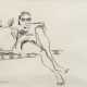 Vontra, Gerhard (1920 Altenburg-2010 Prerow) "Sonnenbaden", Graphitzeichnung, sign. u.l., 20,5x28 cm, im Passepartout hinter Glas und Rahmen - photo 1