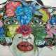 Invidia-Villalba, Janina "Blütenmaske", Acryl/ Lw., sign. u.l. und bez. 8/16, 80x120 cm, ungerahmt - photo 1