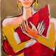 Bach, Elvira (1951 in Neuenhain) "Frau mit Herz", Farbserigraphie, 72/ 300, sign. und dat. ´97, 99x68 cm, im Passepartout hinter Glas und Rahmen - photo 1