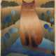 Kranich, Brigitte (1933) "Katze", Farblinoldruck, signiert und datiert 1983 u.r., limitiert 54/100, 17,5x16 cm, im Passepartout hinter Glas und Rahmen - photo 1