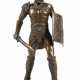 Bronze-Figur "Gladiator", braun gefasst, Nachguß, bez. "Omerth", Gießerplakette "JB Deposee", auf ovaler schwarzer Steinplinthe, Ges.-H. 27,5 cm - фото 1